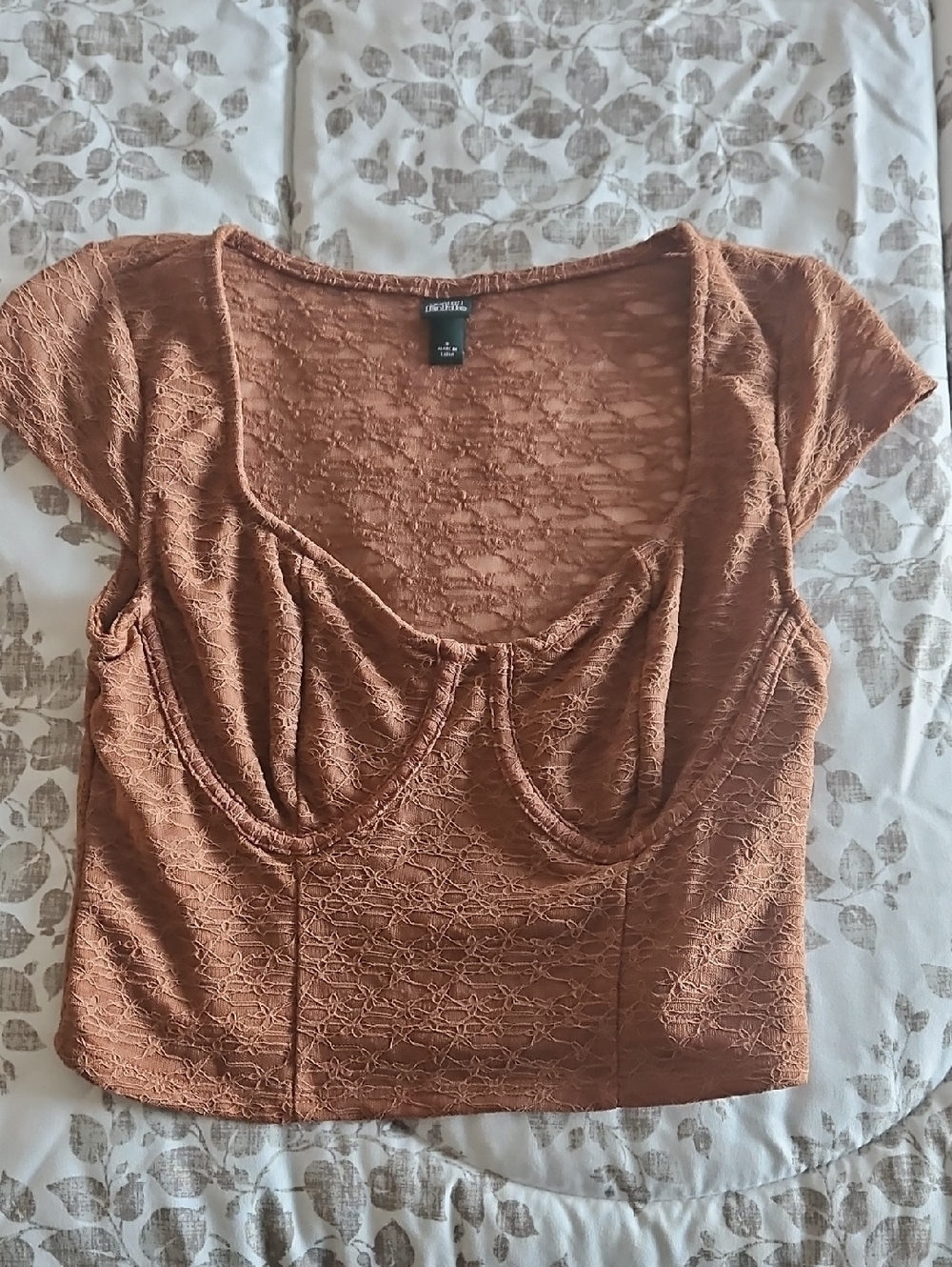 Wild Fable Burnt Orange Lace Underwire Crop Top